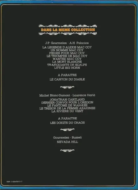 Verso de l'album Mac Coy Tome 1 La légende d'Alexis Mac Coy