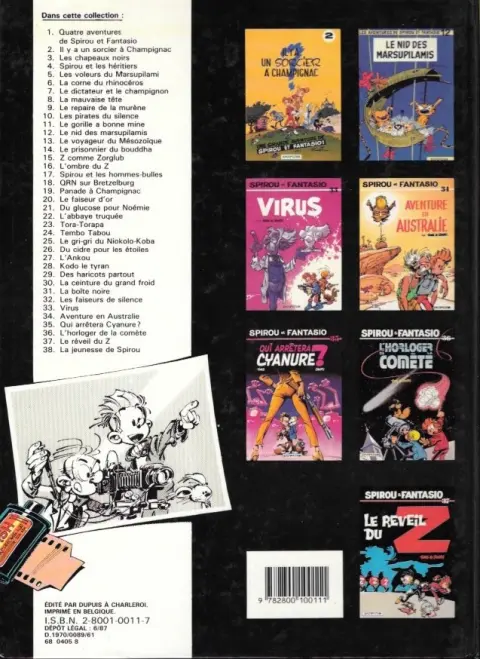 Verso de l'album Spirou et Fantasio Tome 9 Le repaire de la murène