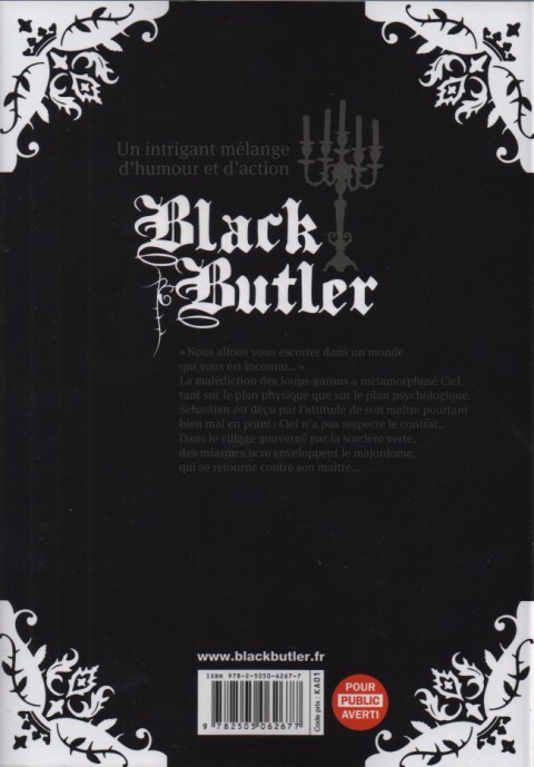 Verso de l'album Black Butler 20 Black Exorcist