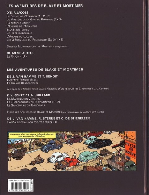 Verso de l'album Blake et Mortimer Tome 19 La Malédiction des trente deniers - Tome 1