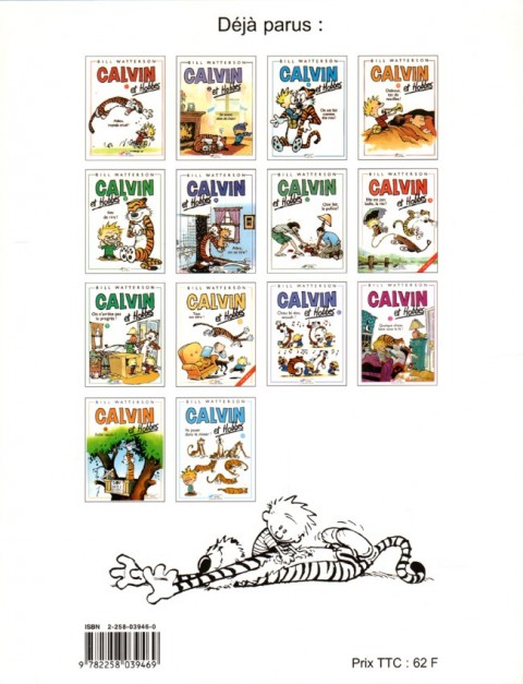 Verso de l'album Calvin et Hobbes Tome 15 Complètement surbookés !