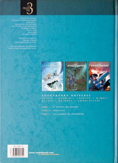 Verso de l'album Kookaburra Universe Tomes 1 à 3