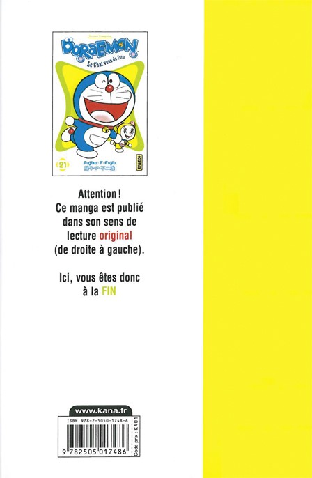 Verso de l'album Doraemon, le Chat venu du futur Tome 21