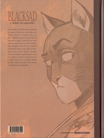 Verso de l'album Blacksad Tome 1 L'histoire des aquarelles