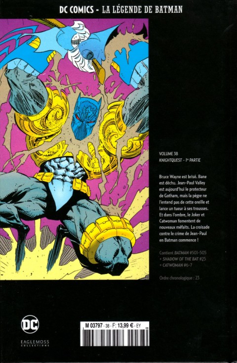 Verso de l'album DC Comics - La Légende de Batman Volume 38 Knightquest - 1re partie