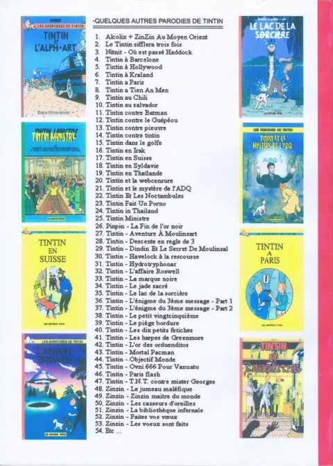 Verso de l'album Tintin Tintin à Barcelone
