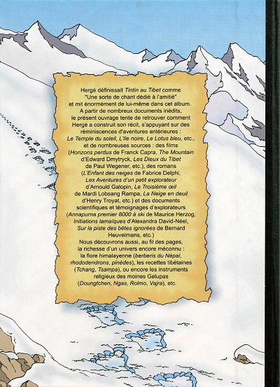 Verso de l'album Tintin Retour au tibet