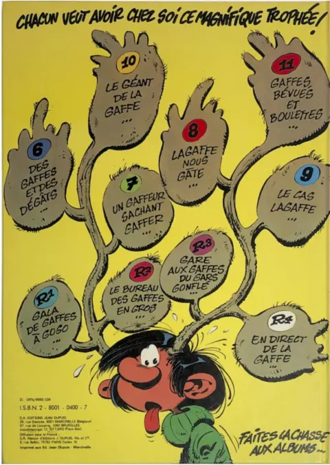 Verso de l'album Gaston Tome 12 Le Gang des Gaffeurs