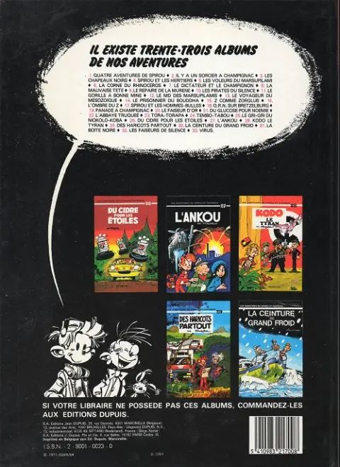 Verso de l'album Spirou et Fantasio Tome 21 Du glucose pour Noémie