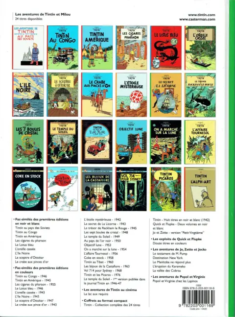 Verso de l'album Tintin Tome 17 On a marché sur la Lune