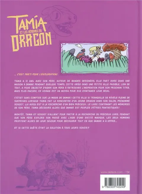 Verso de l'album Tamia et les mémoires du dragon
