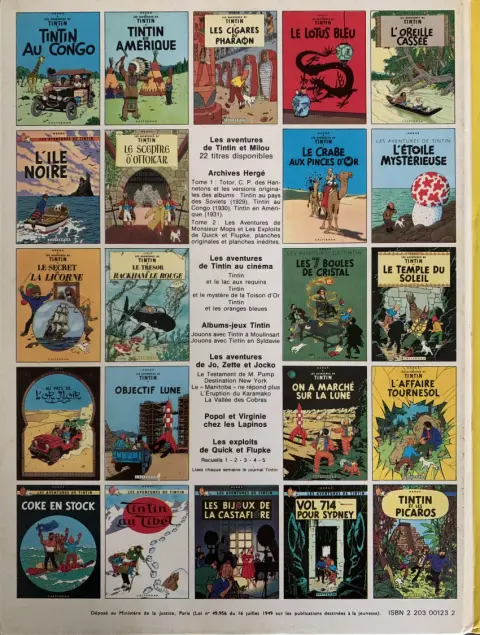 Verso de l'album Tintin Tome 23 Tintin et les Picaros