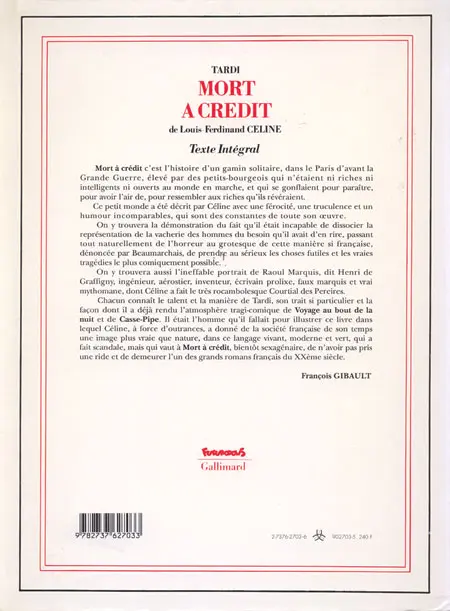 Verso de l'album Mort à crédit