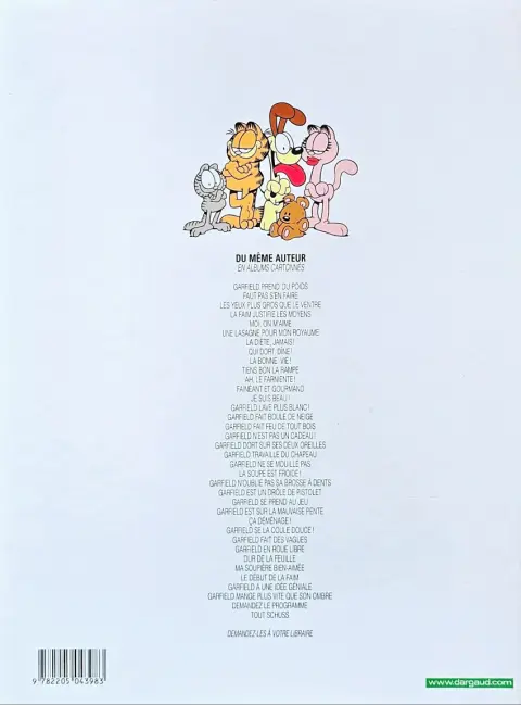 Verso de l'album Garfield Tome 20 Garfield ne se mouille pas