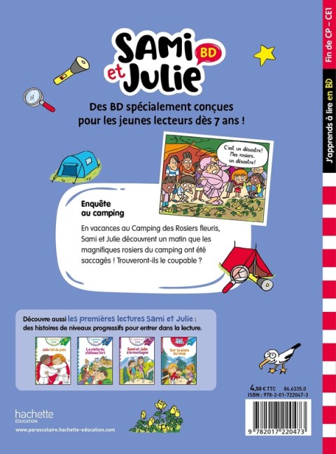 Verso de l'album Sami et Julie Enquête au camping