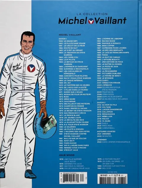 Verso de l'album Michel Vaillant La Collection 74 L'épreuve