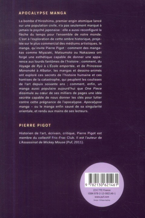 Verso de l'album Apocalypse manga