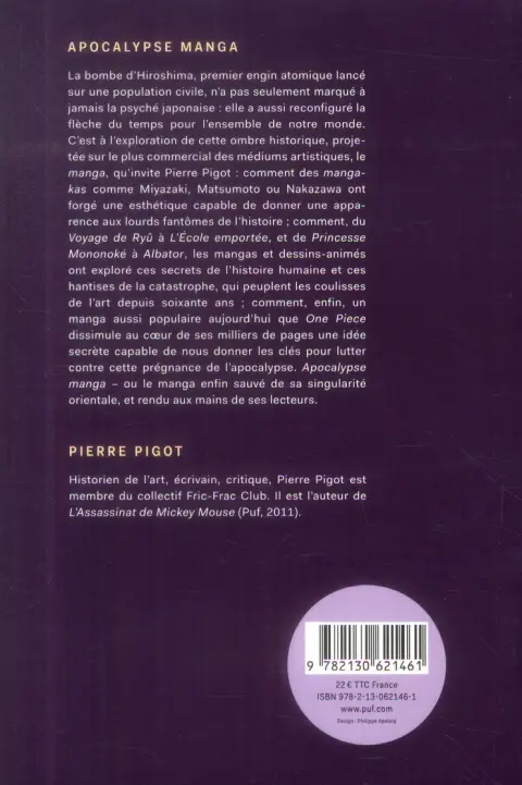 Verso de l'album Apocalypse manga