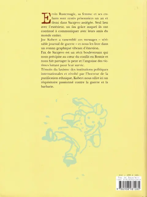 Verso de l'album Fax de Sarajevo
