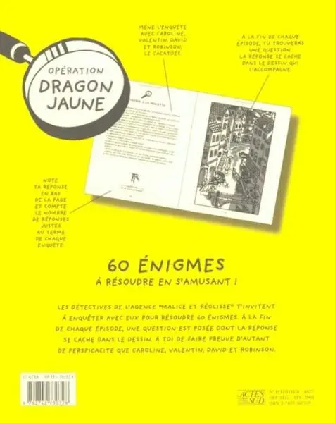 Verso de l'album 60 énigmes Opération Dragon jaune