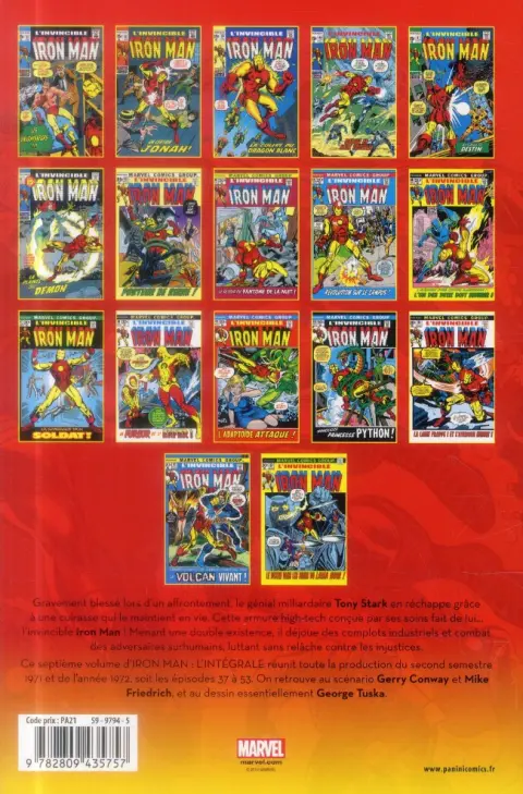Verso de l'album Iron Man - L'Intégrale Tome 7 1971-1972