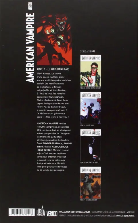 Verso de l'album American Vampire Tome 7 Le Marchand Gris