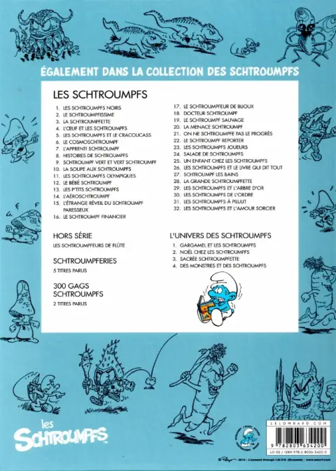 Verso de l'album L'univers des Schtroumpfs Tome 4 Des monstres et des Schtroumpfs