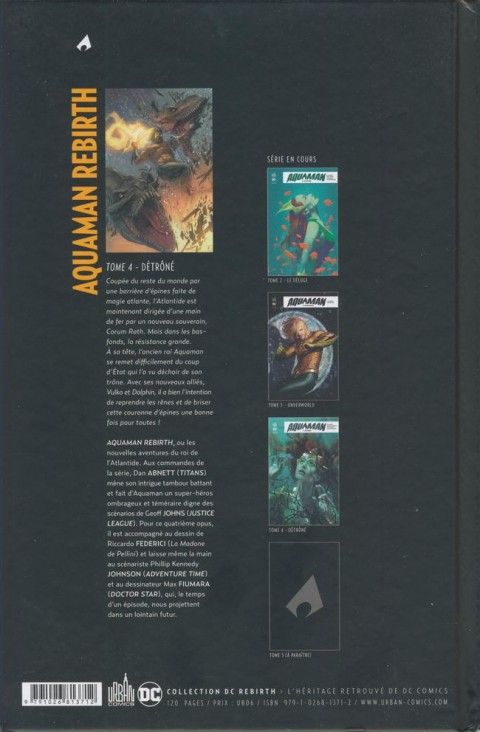 Verso de l'album Aquaman Rebirth Tome 4 Détrôné