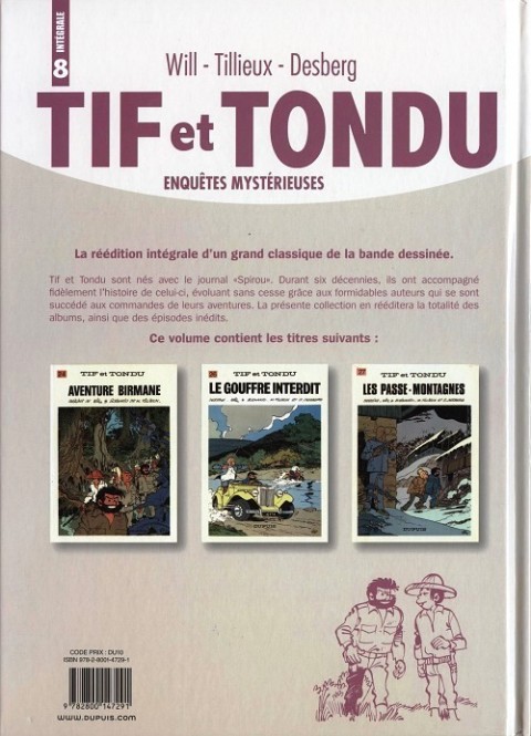 Verso de l'album Tif et Tondu Intégrale Tome 8 Enquêtes mystérieuses