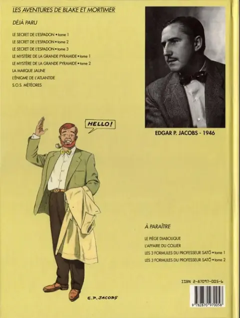 Verso de l'album Blake et Mortimer Tome 3 Le Secret de l'Espadon