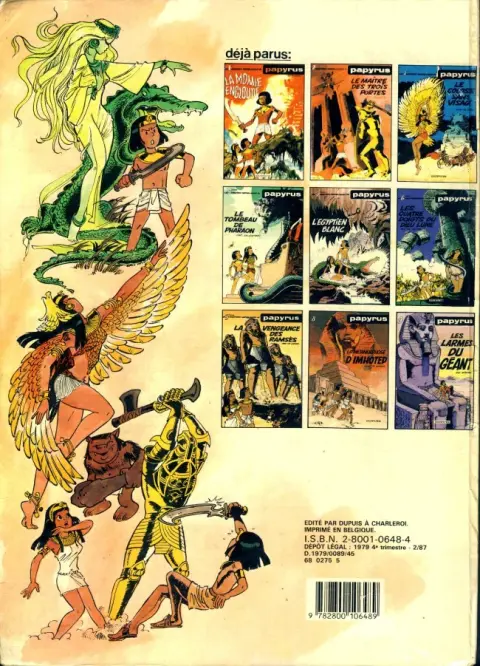 Verso de l'album Papyrus Tome 2 Le maître des trois portes