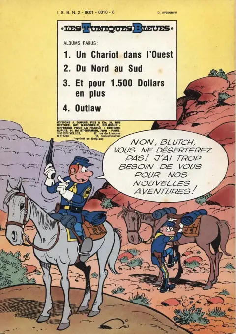 Verso de l'album Les Tuniques Bleues Tome 3 Et pour quinze cents dollars en plus