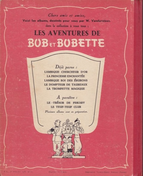 Verso de l'album Bob et Bobette Tome 13 Le castel de Cognedur