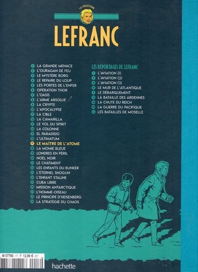 Verso de l'album Lefranc La Collection - Hachette Tome 17 Le maître de l'atome