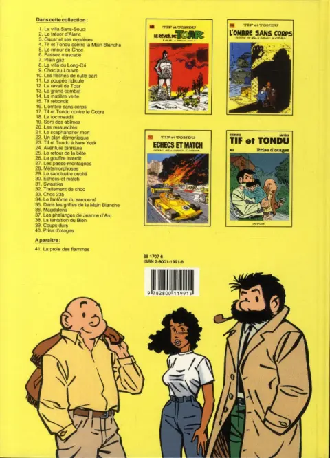 Verso de l'album Tif et Tondu Tome 40 Prise d'otages