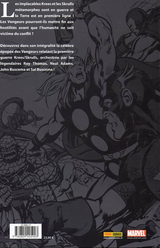 Verso de l'album Best of Marvel 18 Vengeurs : La Guerre Krees/Skrulls