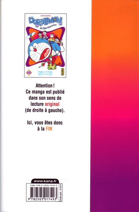 Verso de l'album Doraemon, le Chat venu du futur Tome 22