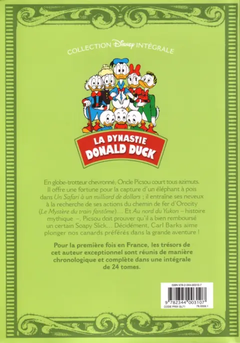 Verso de l'album La Dynastie Donald Duck Tome 15 Un safari à un milliard de dollars et autres histoires (1964 - 1965)