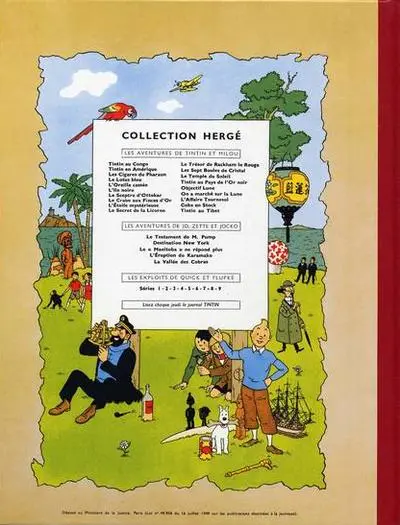 Verso de l'album Tintin Tome 20 Tintin au Tibet