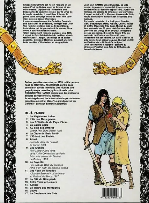 Verso de l'album Thorgal Tome 11 Les yeux de Tanatloc