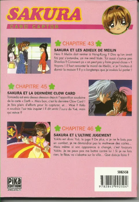 Verso de l'album Card Captor Sakura Tome 10 Sakura et les Adieux de Meilin