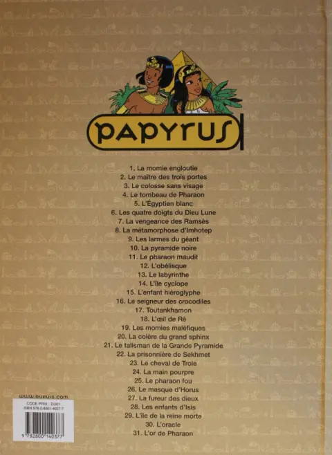 Verso de l'album Papyrus Tome 30 L'oracle