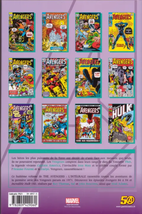 Verso de l'album The Avengers - L'intégrale Tome 8 1971