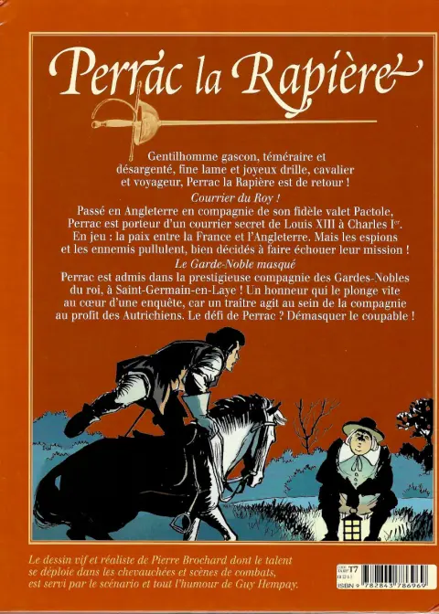Verso de l'album Perrac la rapière Tome 3 Courrier du Roy !