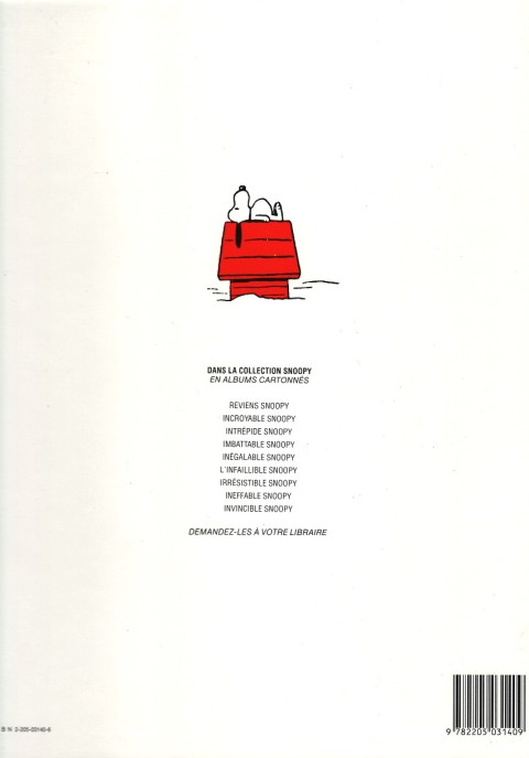 Verso de l'album Snoopy Tome 9 Invincible Snoopy