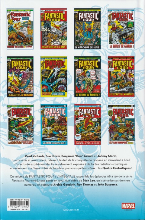 Verso de l'album Fantastic Four - L'intégrale Tome 11 1972