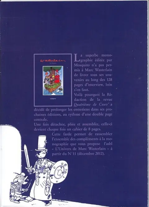 Verso de l'album Wasterlain - Une Monographie Wasterlain - Complément à la monographie