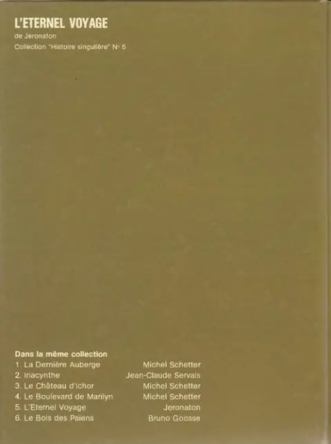 Verso de l'album L'Éternel voyage Tome 1