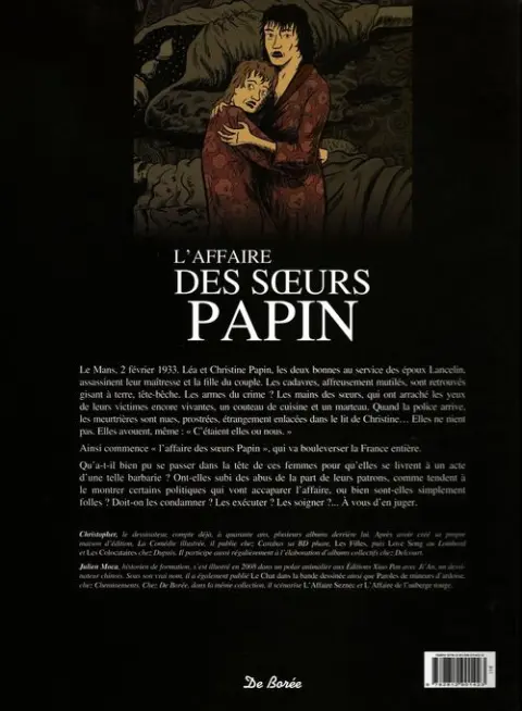 Verso de l'album Les grandes affaires criminelles et mystérieuses Tome 3 L'affaire des sœurs Papin
