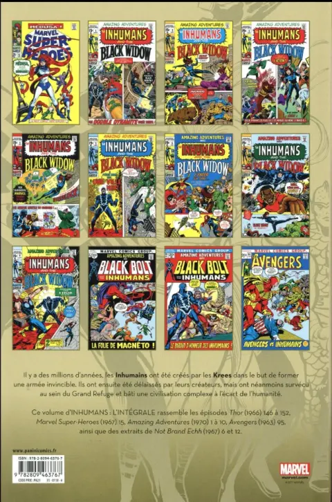 Verso de l'album Inhumans Tome 1 1967-1972
